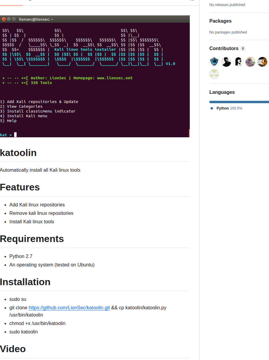 Lionsec Katoolin screenshot
