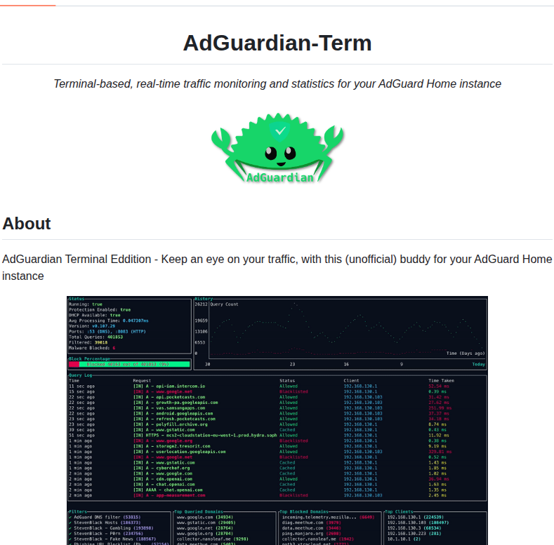 Lissy93 Adguardian Term screenshot