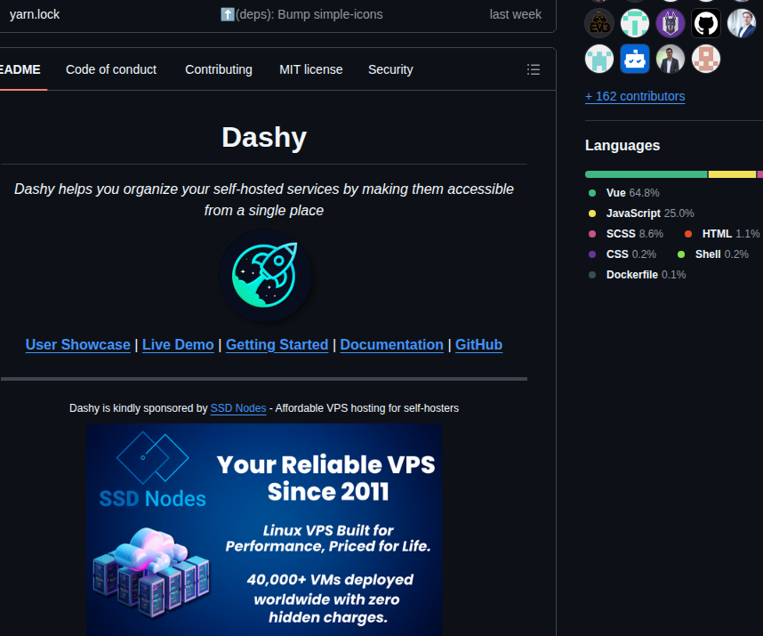 Lissy93 Dashy screenshot