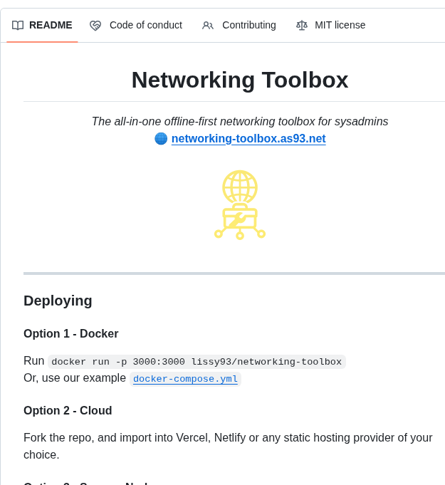 Lissy93 Networking Toolbox screenshot