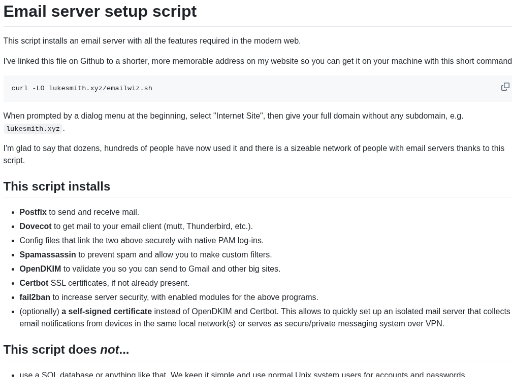 Lukesmithxyz Emailwiz screenshot