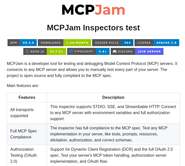 Mcpjam Inspector screenshot