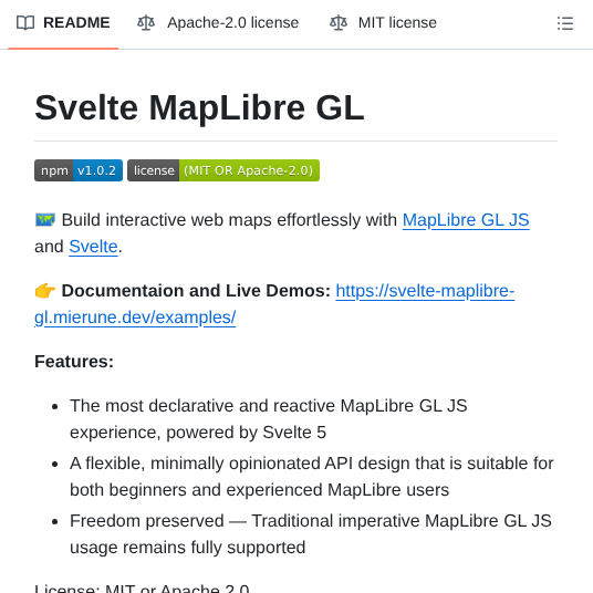 Mierune Svelte Maplibre Gl screenshot
