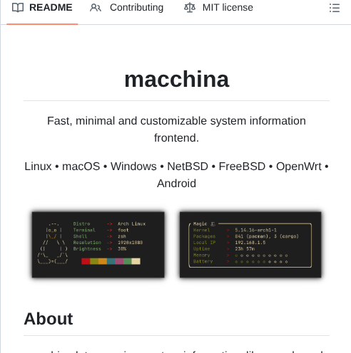 Macchina Cli Macchina screenshot