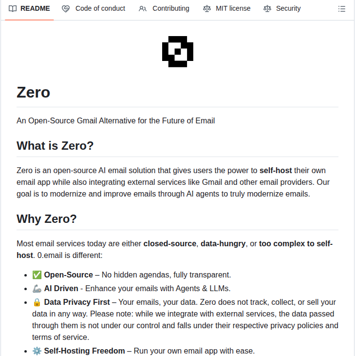 Mail 0 Zero screenshot