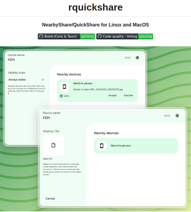 Martichou Rquickshare screenshot