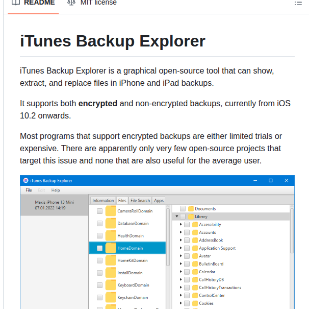 Maxihuhe04 Itunes Backup Explorer screenshot