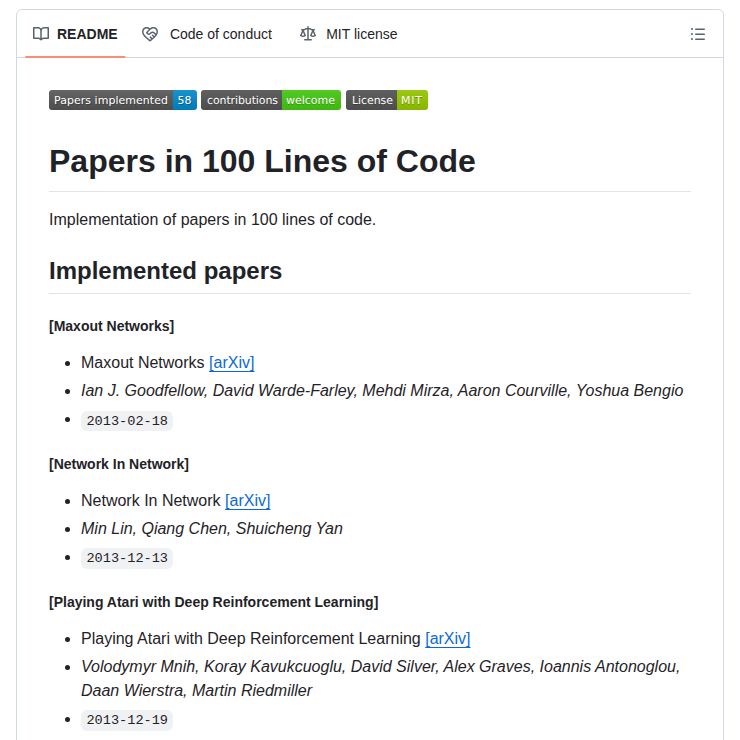 Maximevandegar Papers In 100 Lines Of Code screenshot