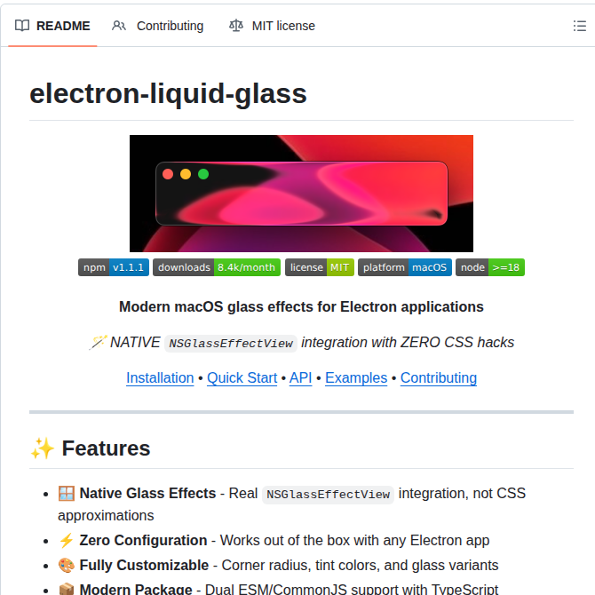 Meridius Labs Electron Liquid Glass screenshot