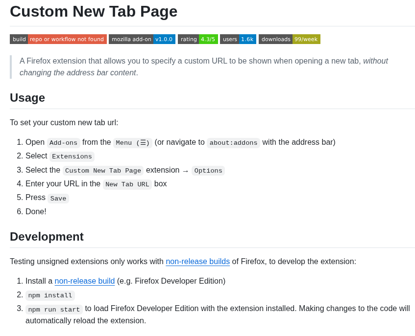 Methodgrab Firefox Custom New Tab Page screenshot