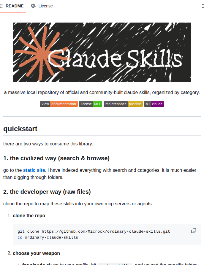 Microck Ordinary Claude Skills screenshot