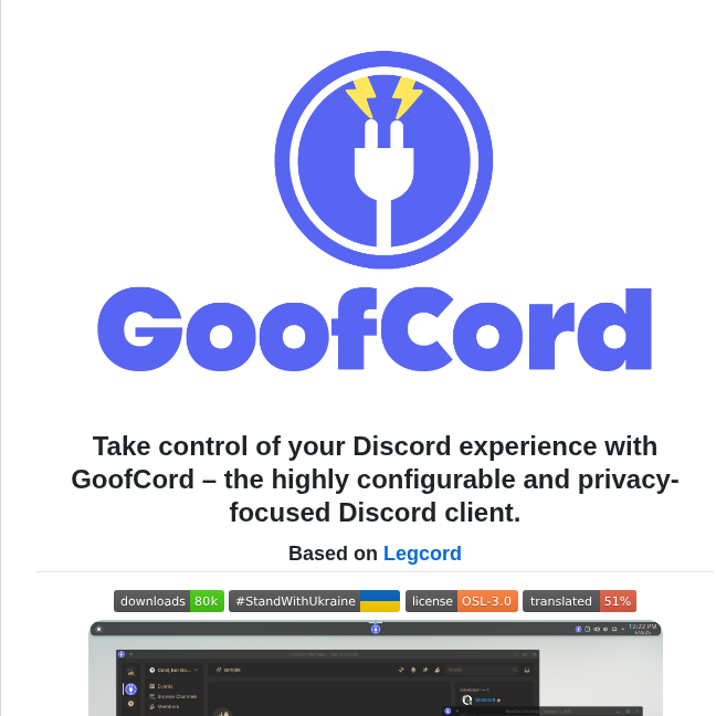 Milkshiift Goofcord screenshot