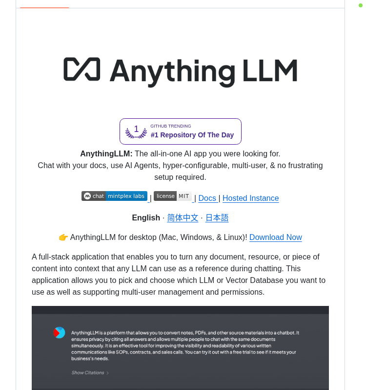 Mintplex Labs Anything Llm screenshot