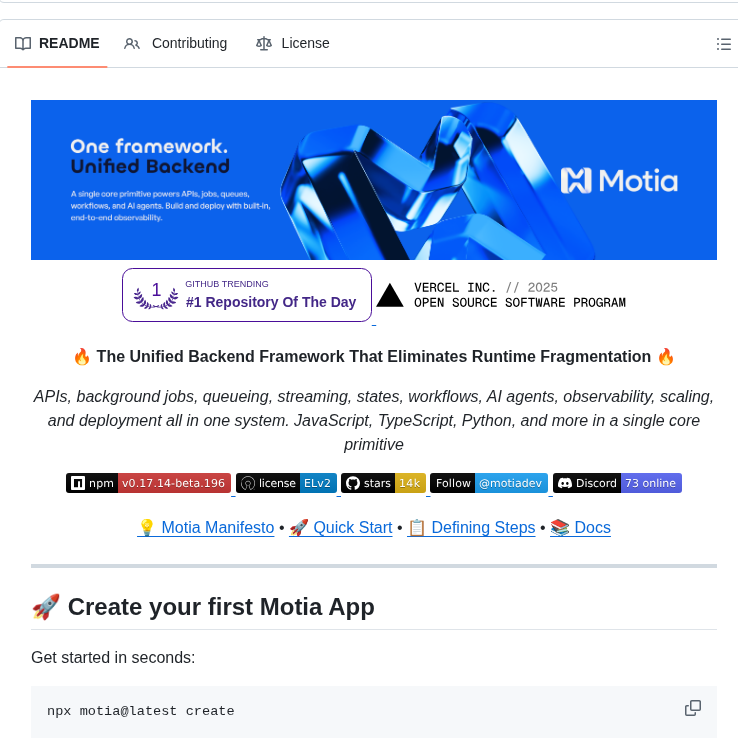 Motiadev Motia screenshot