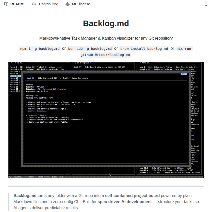 Mrlesk Backlog.md screenshot