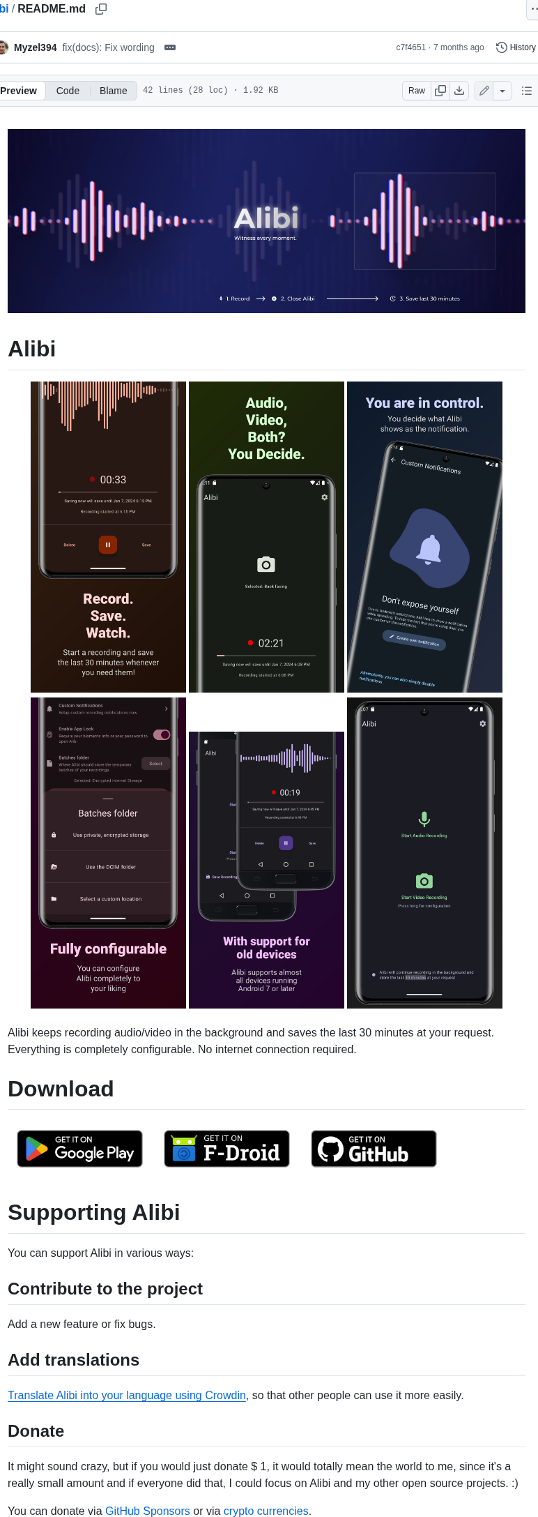 Myzel394 Alibi screenshot