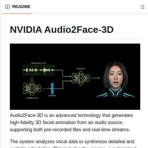 Nvidia Audio2face 3d screenshot