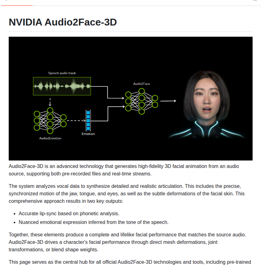 Nvidia Audio2face 3d screenshot