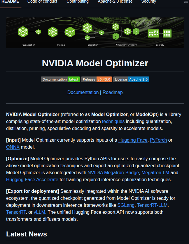 Nvidia Model Optimizer screenshot