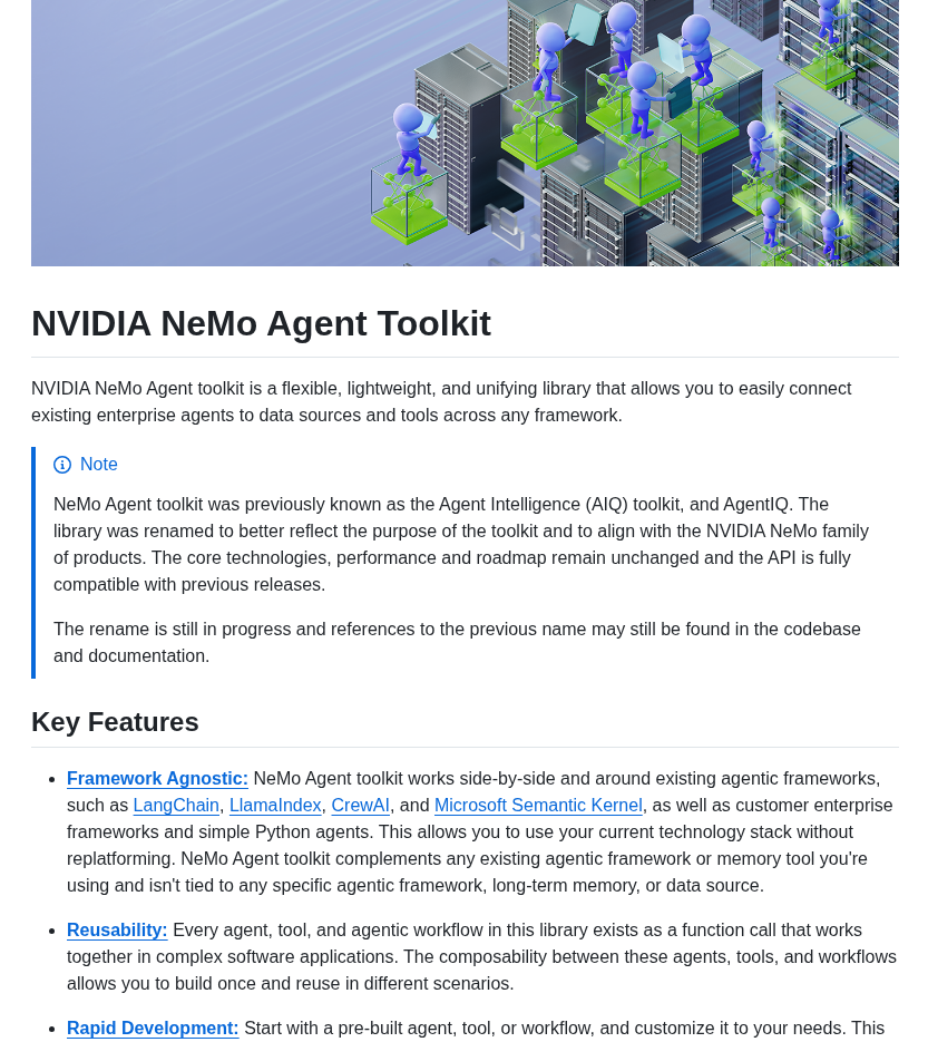 Nvidia Nemo Agent Toolkit screenshot