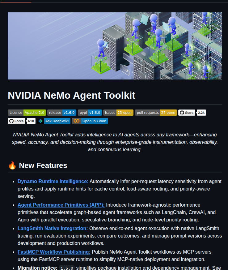 Nvidia Nemo Agent Toolkit screenshot