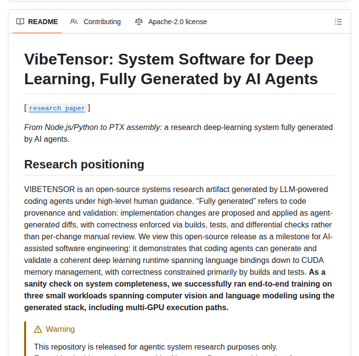 Nvlabs Vibetensor screenshot