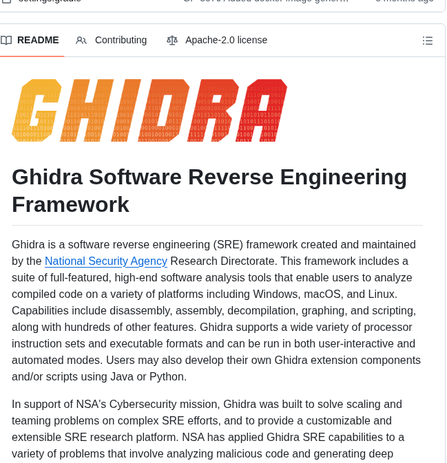 Nationalsecurityagency Ghidra screenshot