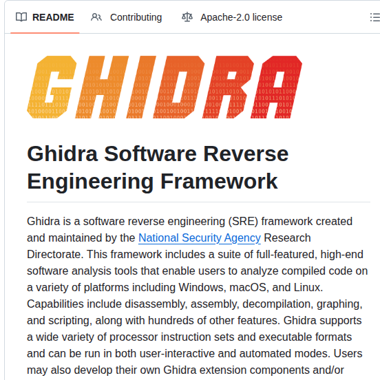 Nationalsecurityagency Ghidra screenshot