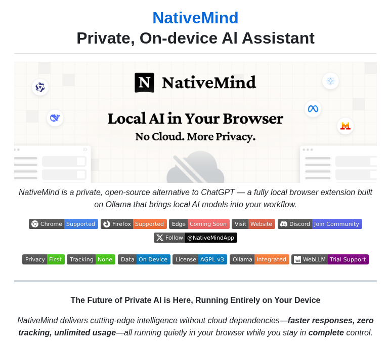 Nativemindbrowser Nativemindextension screenshot