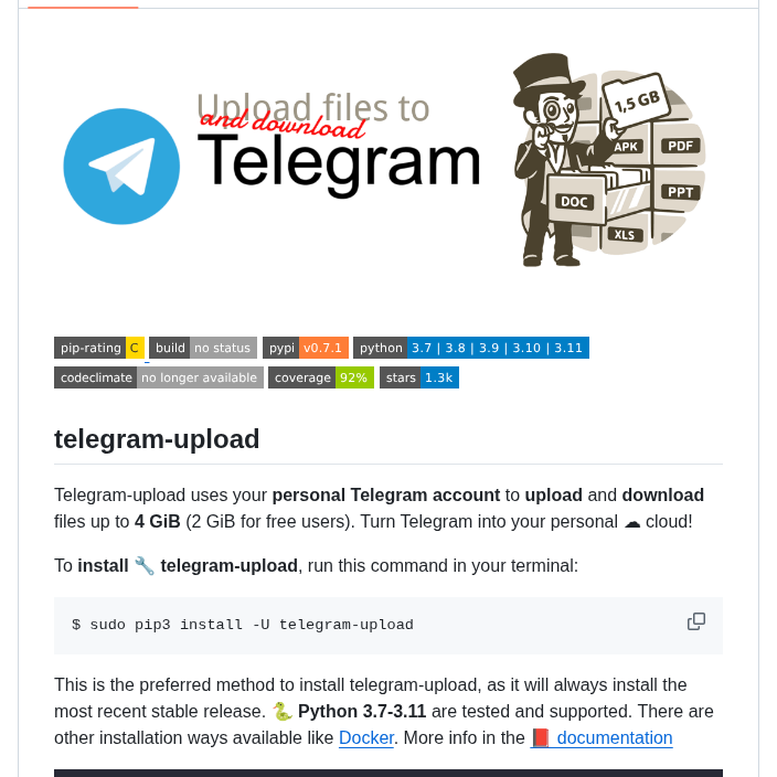 Nekmo Telegram Upload screenshot