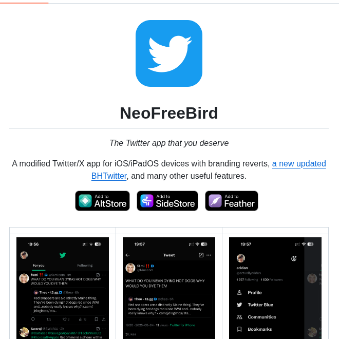 Neofreebird App screenshot