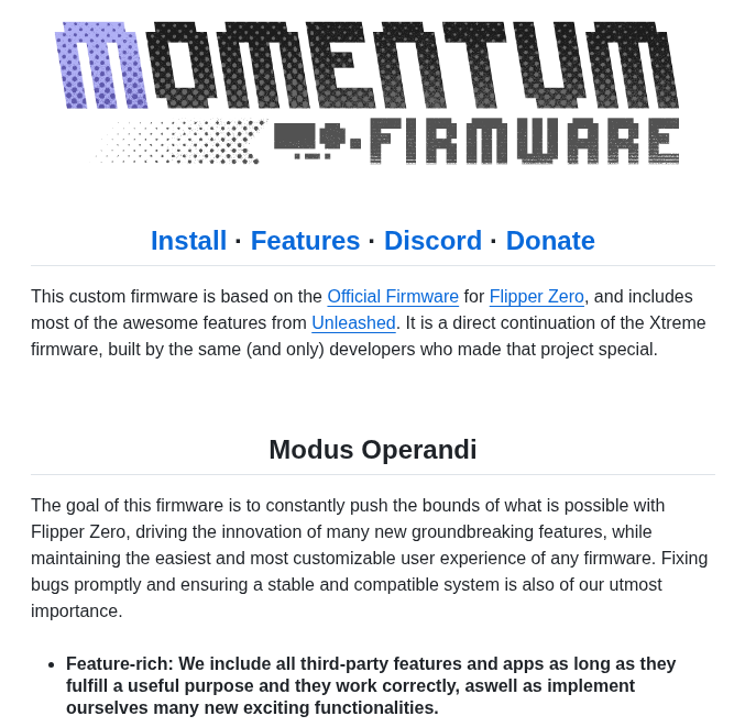 Next Flip Momentum Firmware screenshot