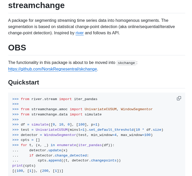 Norskregnesentral Streamchange screenshot