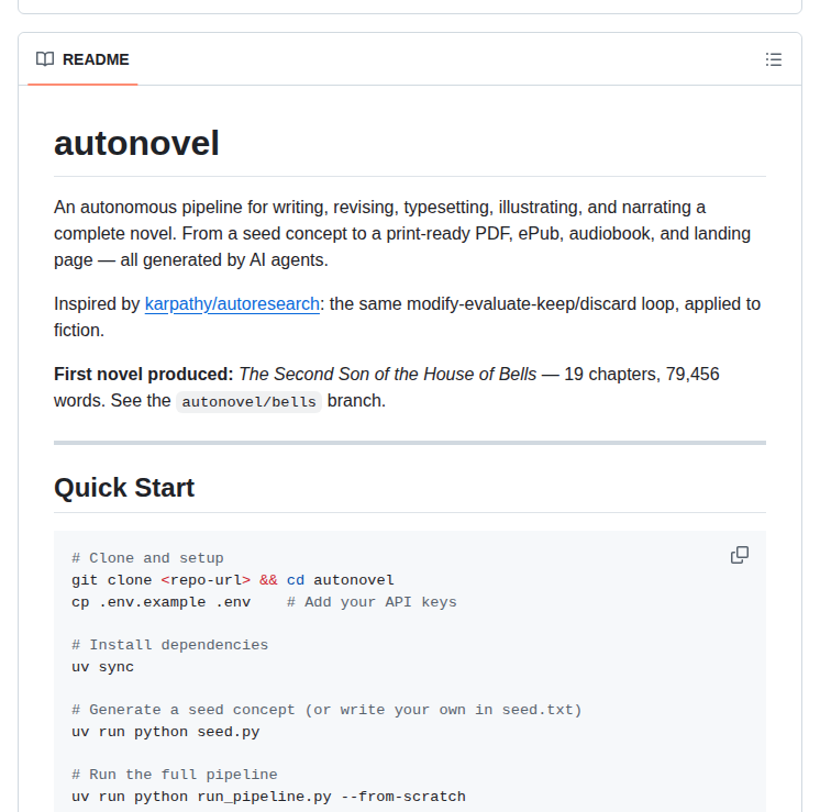 Nousresearch Autonovel screenshot