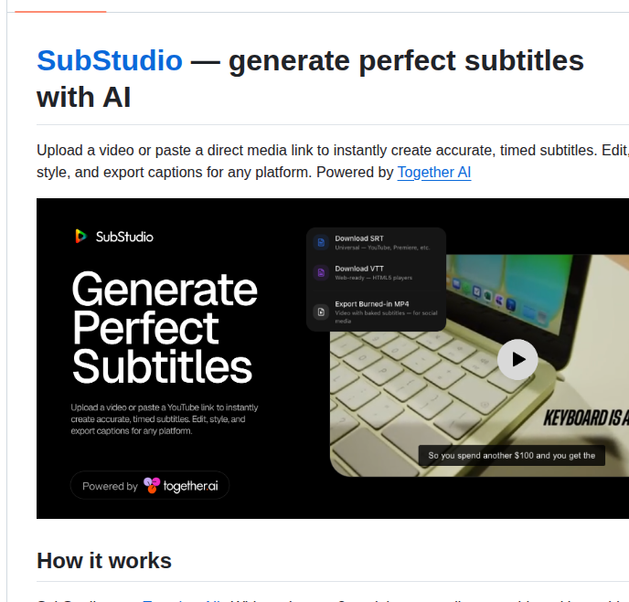 Nutlope Ai Subtitles screenshot