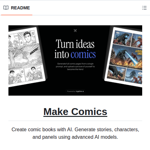 Nutlope Make Comics screenshot