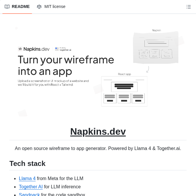 Nutlope Napkins screenshot