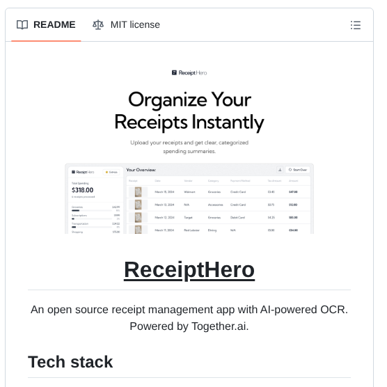 Nutlope Receipthero screenshot