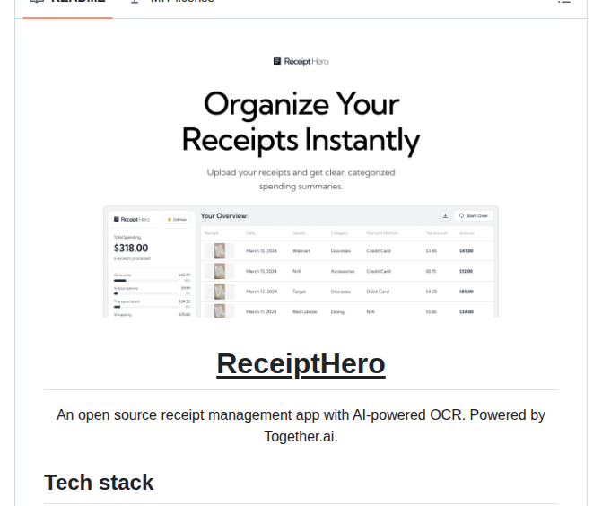Nutlope Receipthero screenshot