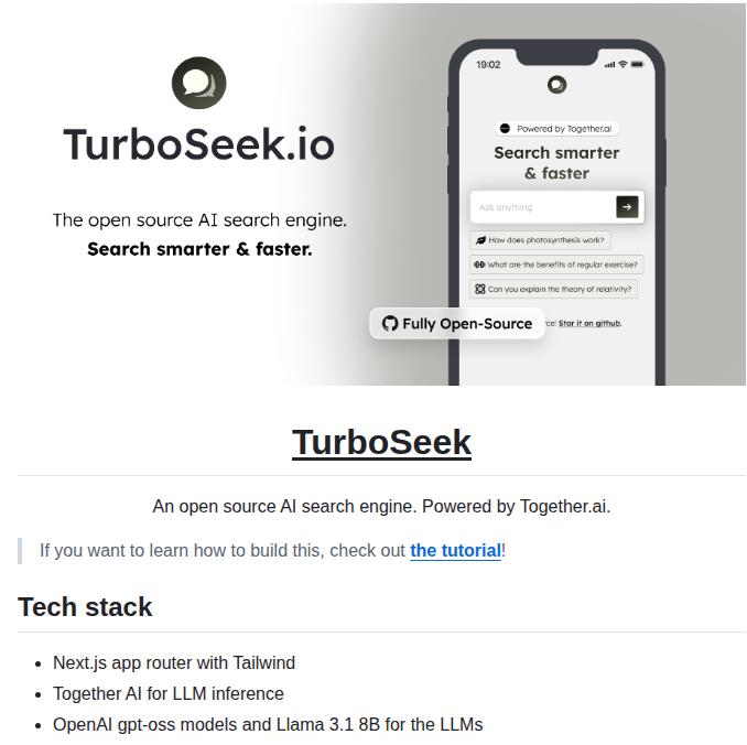 Nutlope Turboseek screenshot