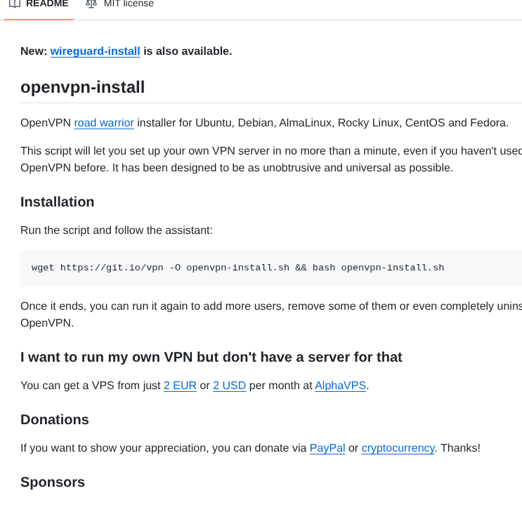 Nyr Openvpn Install screenshot