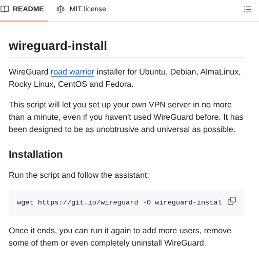 Nyr Wireguard Install screenshot