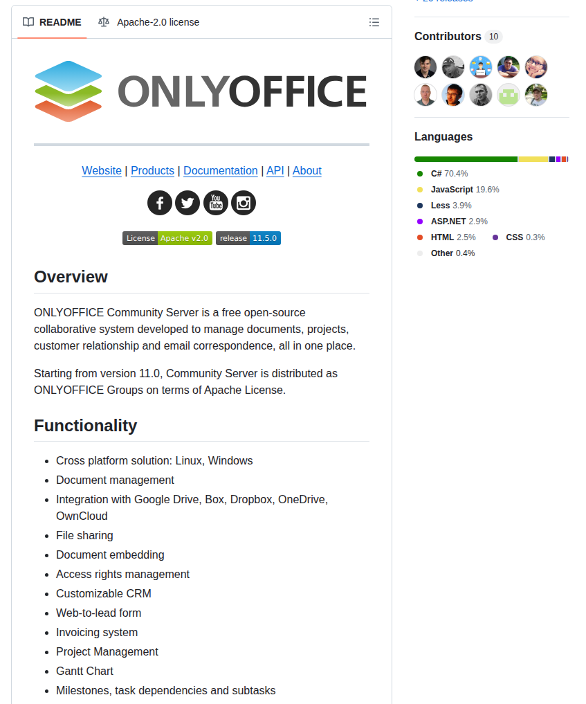 Onlyoffice Communityserver screenshot
