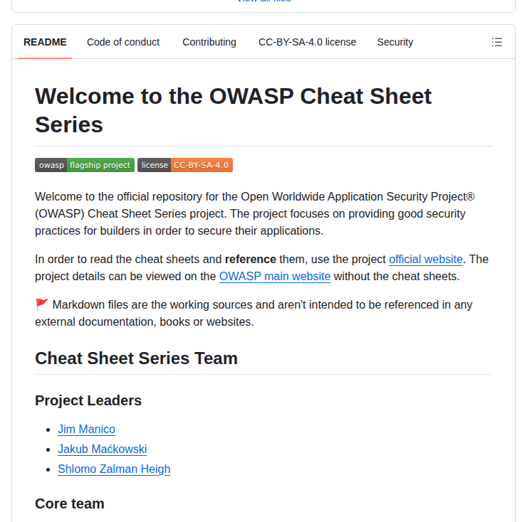 Owasp Cheatsheetseries screenshot