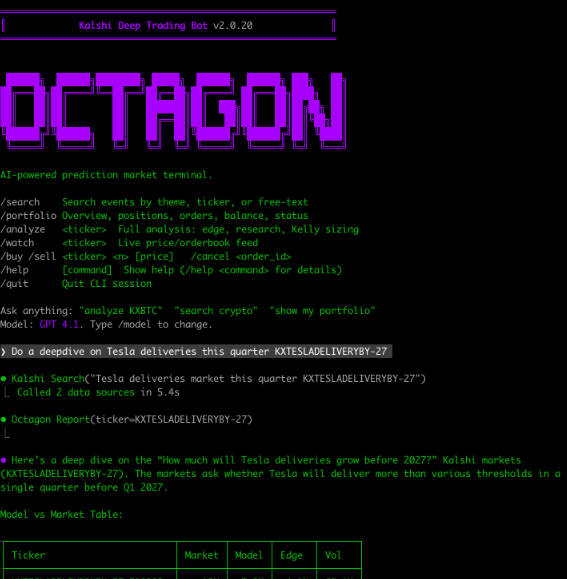 Octagonai Kalshi Trading Bot Cli screenshot