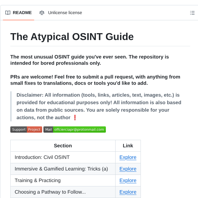 Offciercia Non Typical Osint Guide screenshot