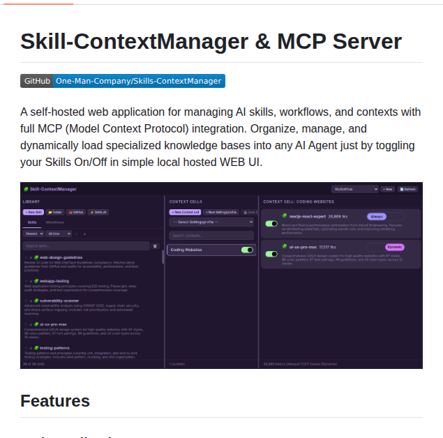 One Man Company Skills Contextmanager screenshot