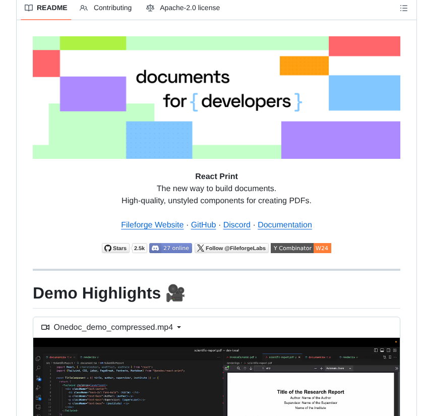 Onedoclabs React Print Pdf screenshot