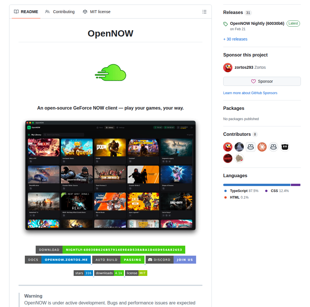 Opencloudgaming Opennow screenshot