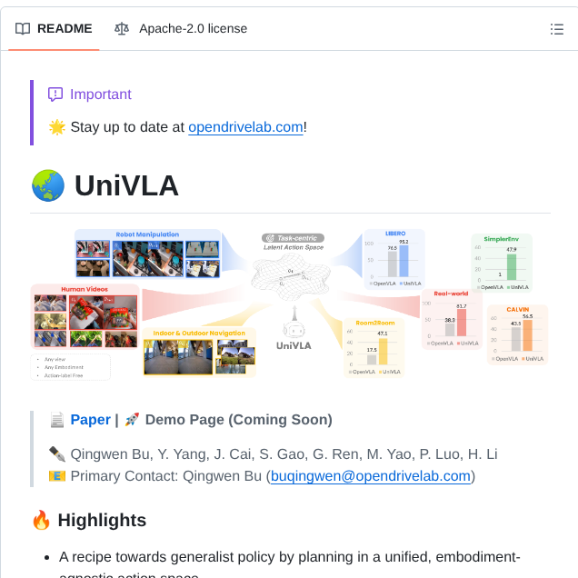 Opendrivelab Univla screenshot